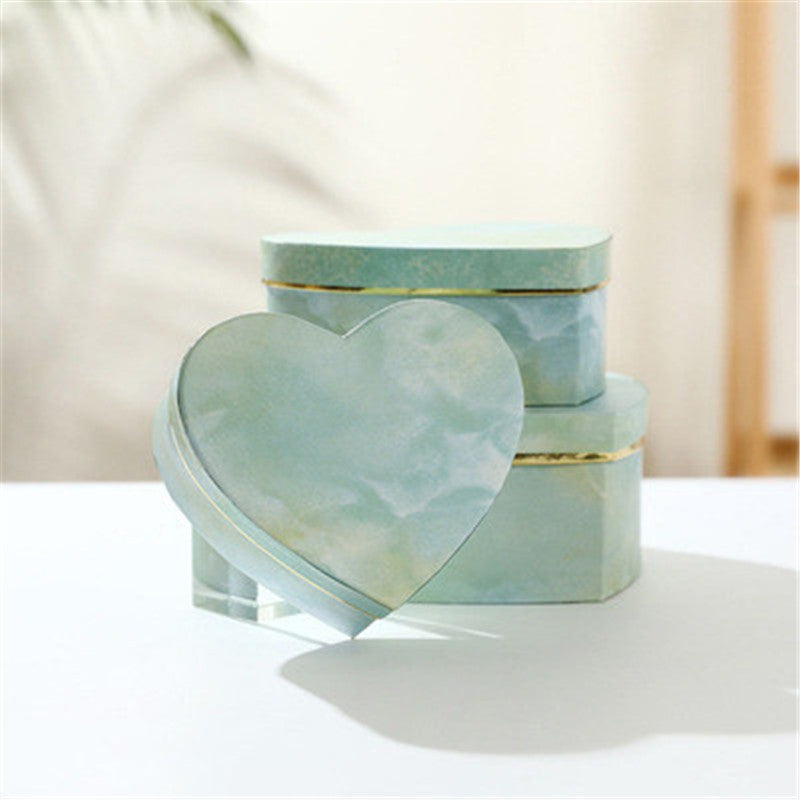 Net Red Peach Heart Box Marble Gift Box Heart-Shaped Gift Box
