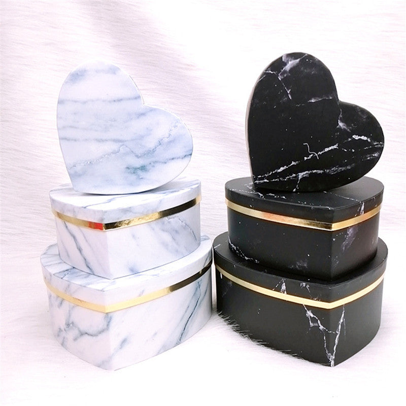 Net Red Peach Heart Box Marble Gift Box Heart-Shaped Gift Box