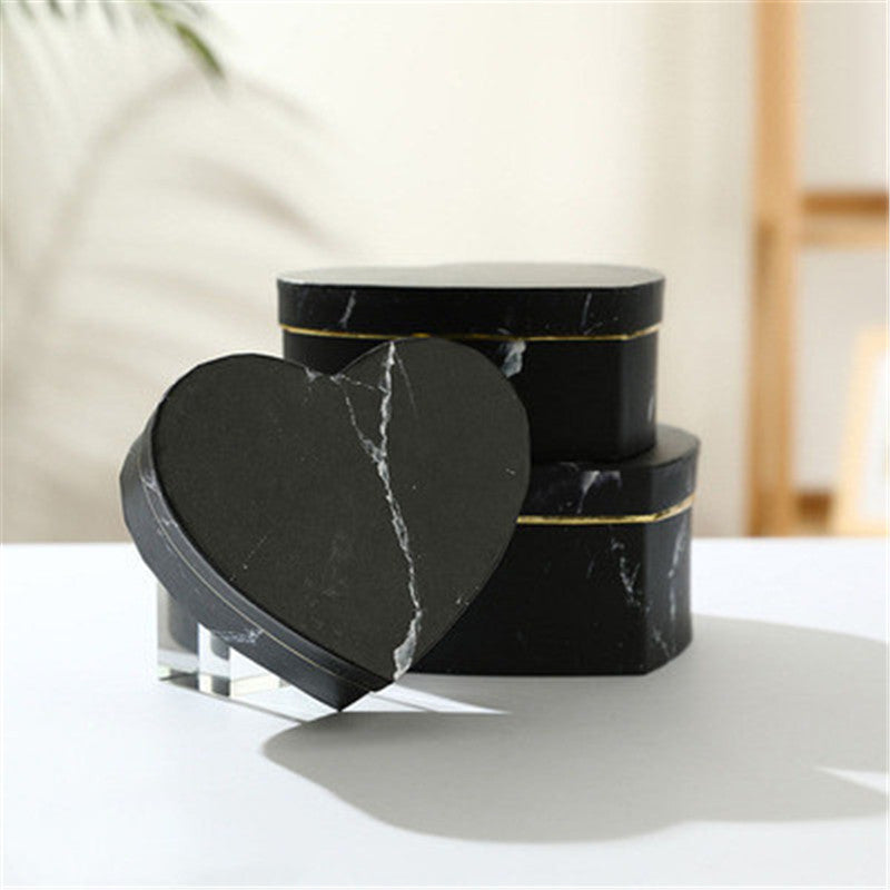 Net Red Peach Heart Box Marble Gift Box Heart-Shaped Gift Box