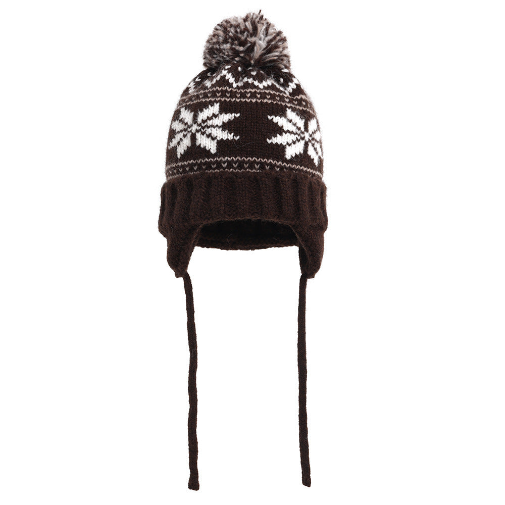 Autumn And Winter Christmas Fur Ball Snowflake Warm Hat Ear Protection Sweet