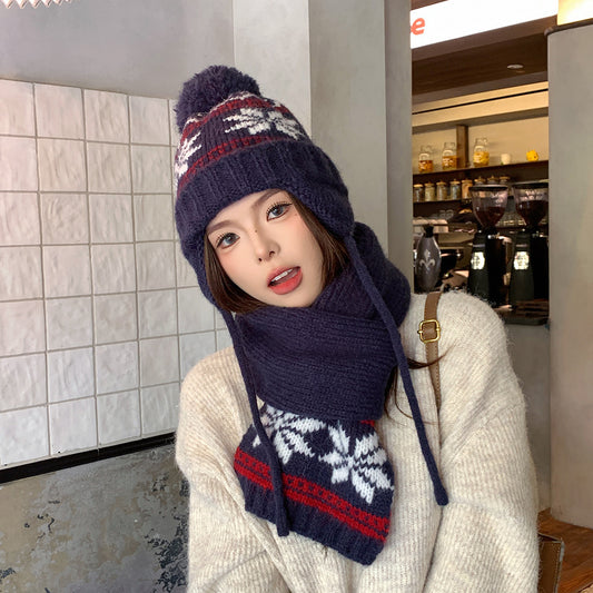 Autumn And Winter Christmas Fur Ball Snowflake Warm Hat Ear Protection Sweet