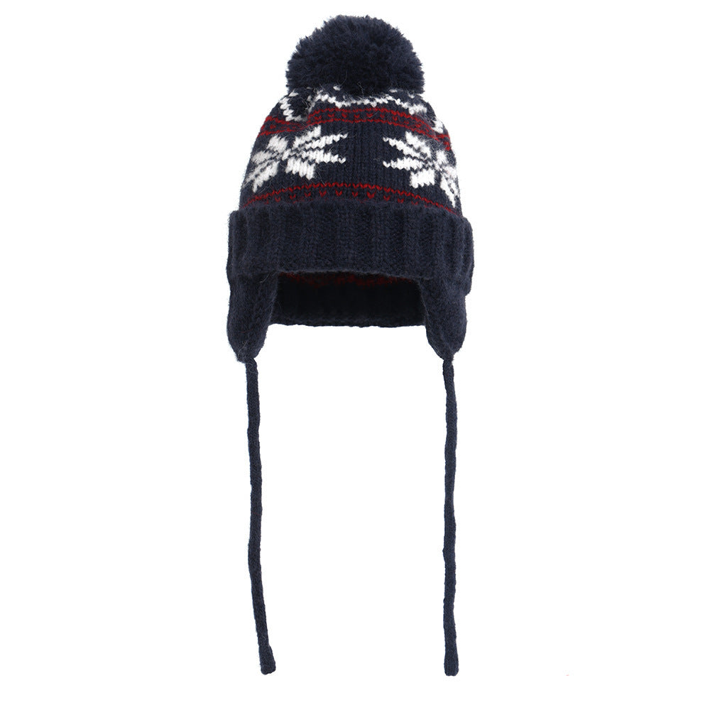Autumn And Winter Christmas Fur Ball Snowflake Warm Hat Ear Protection Sweet