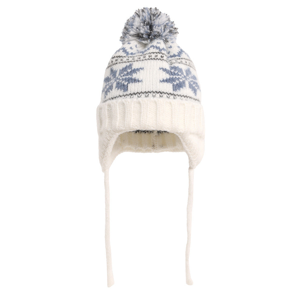 Autumn And Winter Christmas Fur Ball Snowflake Warm Hat Ear Protection Sweet